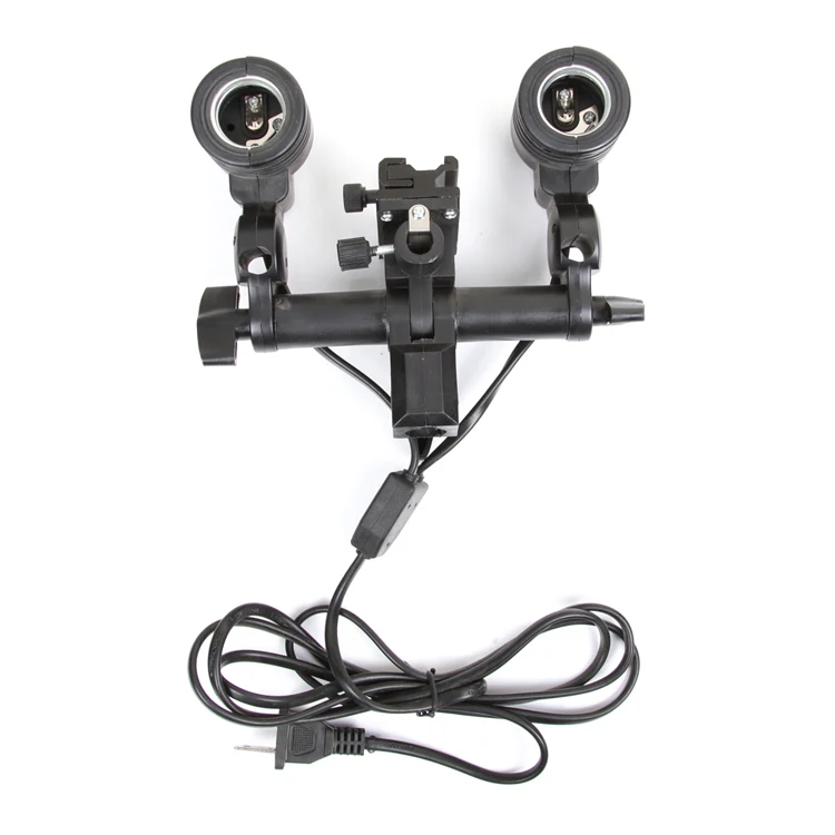 Studio Twin/ Double E27 Ac Swivel Socket Umbrella Bracket Flash Lamp