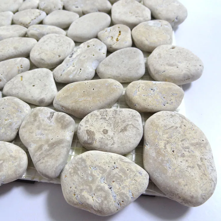 Tumbled orientalc floor tile white river rock pebble mosaic