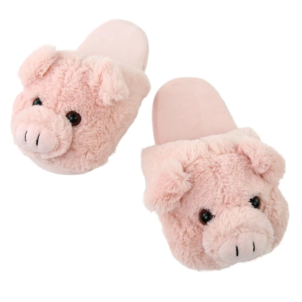 Plush Pink Fluffy Pig Animal Indoor Slippers For Women - Buy Indoor Pig ...
