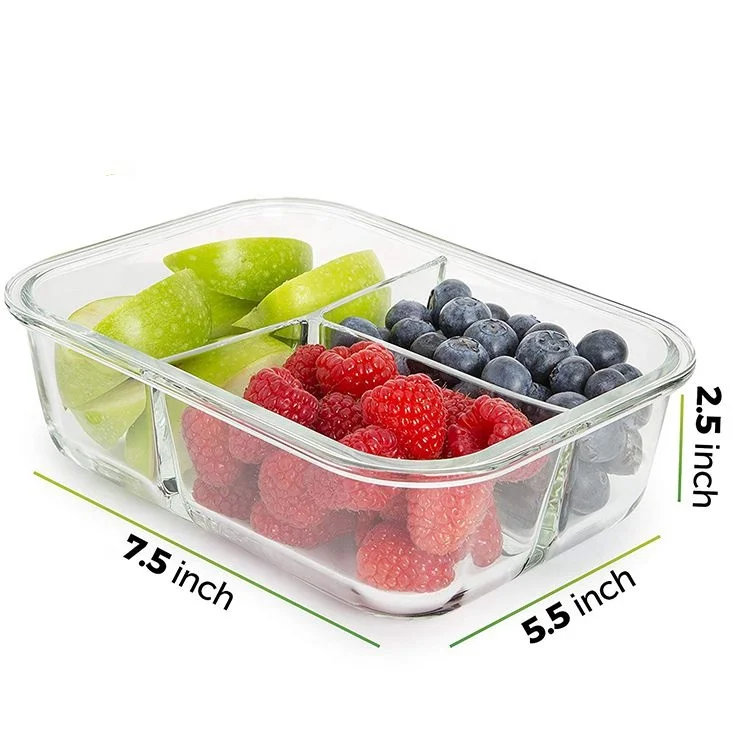 Rectangle Stackable 1 Liter Makeup Storage Container Glass Meal Prep Containers With Airtight