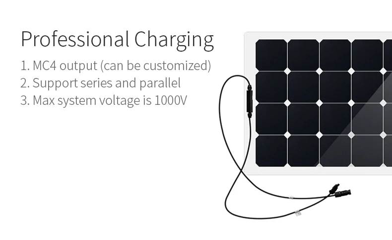 Wholesale Sunpower Solar Cell Yacht And RV 18V 120W Semi Flexible Solar Panel MC4 Output