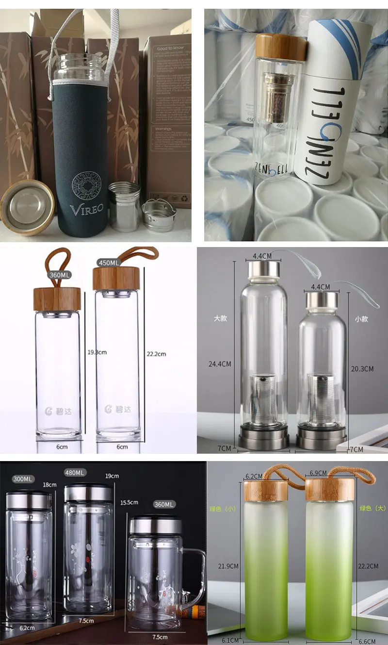 Manna Double Wall Glass 14 Oz. Tea Infuser Bottle With Custom Logo