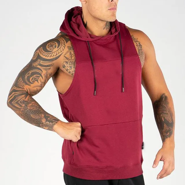 Mens Gym Fitness Workout Plain Sleeveless Hoodie Buy Plain Sleeveless