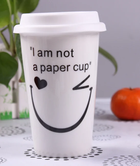"i Am Not A Paper Cup" Ceramic Funny Travel Mug With Silicone Lid