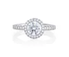 Classic Pave Solitaire Big Stone Band Ring in 925 Sterling Silver