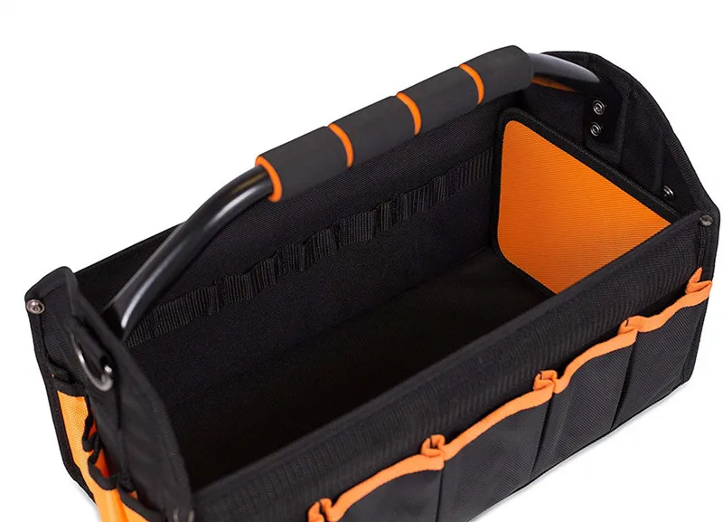 打开顶部电工工具包 | 僵硬的框架手提袋工具箱 | 16 口袋实用工具箱