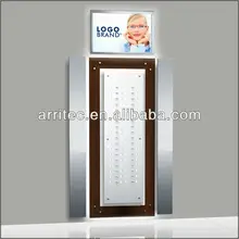 Wood Acrylic Light Box Mirror Composed Wall Mounted Eyewear Display Wood Acrylic Light Box Mirror Composed Wall Mounted Eyewear Display
