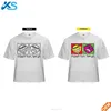 Mens 100%cotton Jersey white round neck color change print short sleeve T-shirt