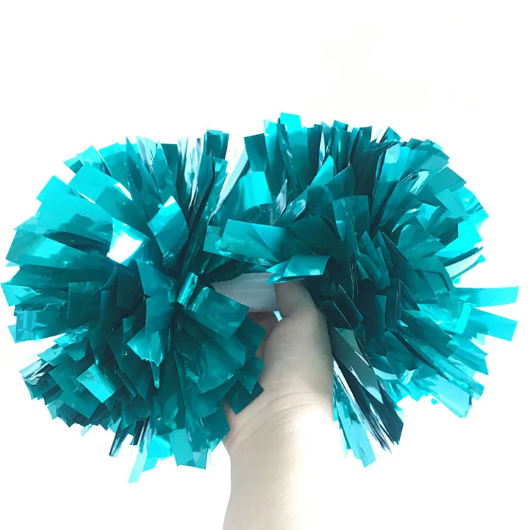 4 Inch 1 Color Cheer Pom Poms Metallic Teal Of Cheerleading Factory