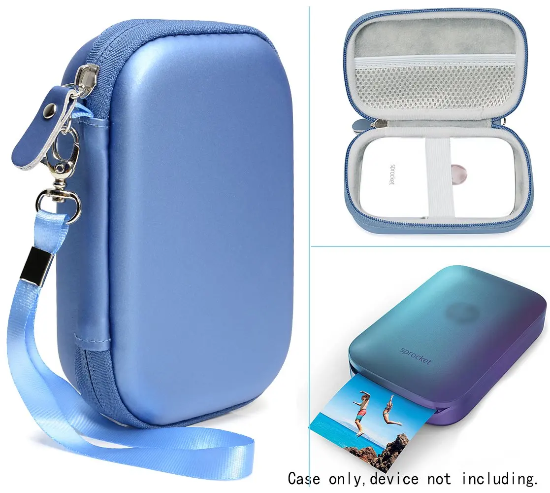 Portable Photo Printer Case for HP Sprocket Portable Photo Printer, Polaroid Zip Mobile Printer, Lifeprint 2x3 Photo and Video Printer, Mesh Pocket for Photo Paper and Cable, Compact (Blue)
