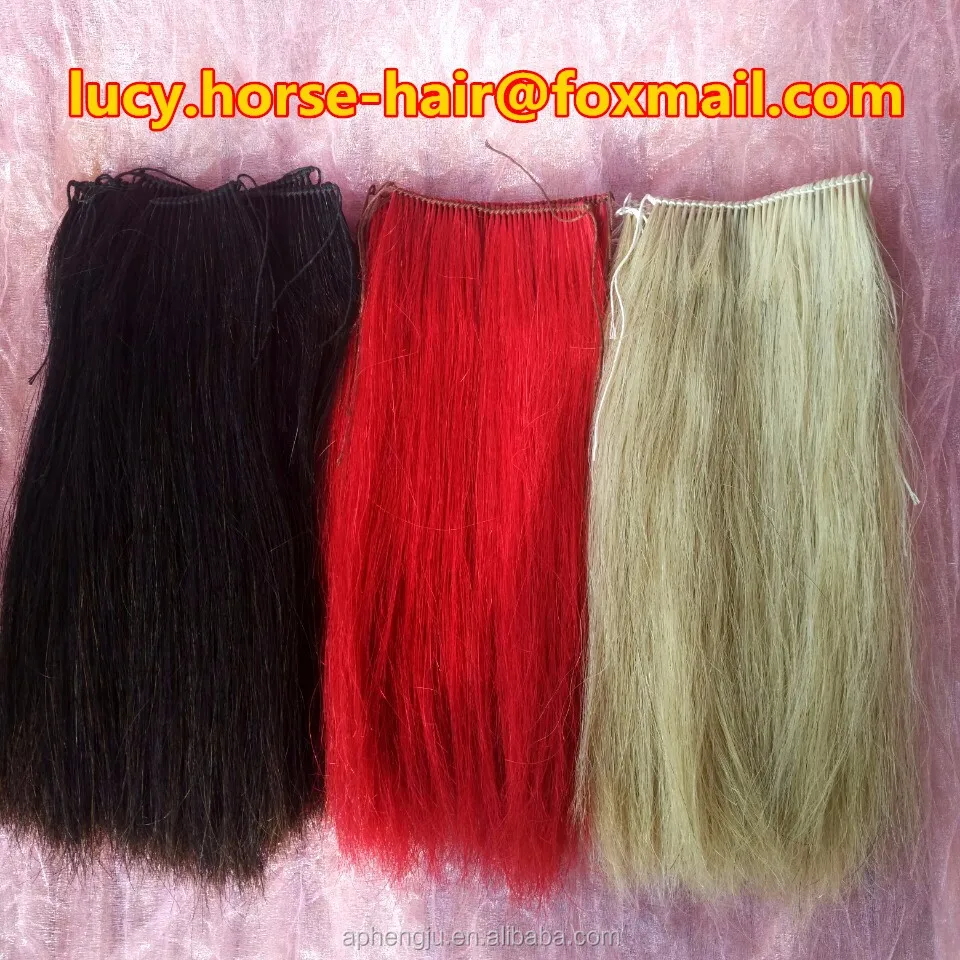 Wefted Horse Hair Extension Mane Hair Fake Tail For Horse Racing 18