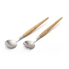 high quality wholesale popular mini oak wooden kitchen spoon utensil hand salad server set
