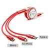 BINOSUN Multiple Retractable Reels Micro Usb 3In1 Charging Cable