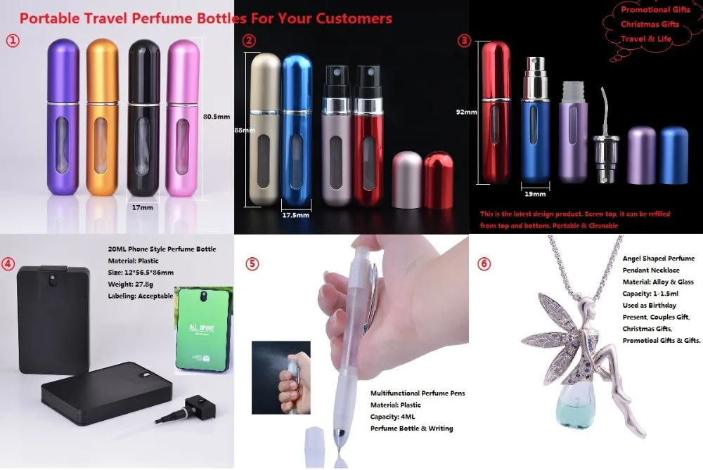 5ml Bottom Refillable Travel-Sized Aluminum Perfume Atomizer Bottle with Black Box Package