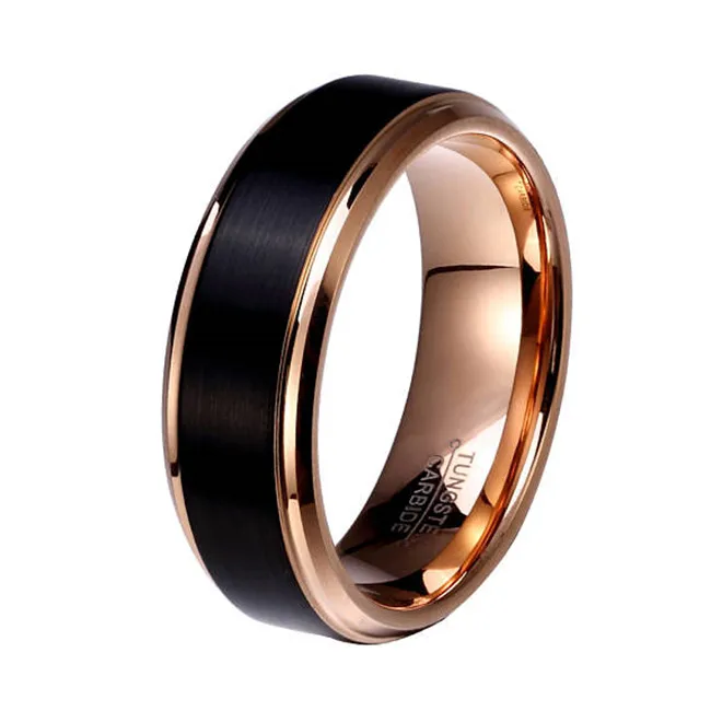 12mm Mens Tungsten Wedding Bands Rose Gold Plated Ring Accept Custom ...