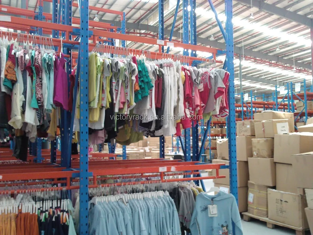 Garment Warehouse Steel Clothes Hanging Racking Used In The Production