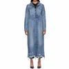 OEM Women Long Sleeve Denim Fitted Trench Coat