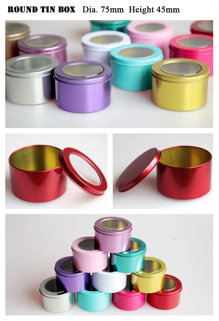 Food Safe Cosmetic Small Round Tin With Pvc Lid With Fda Certificate