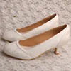 (21 Colors)Medium Heel Off-white Lace Pumps for Wedding