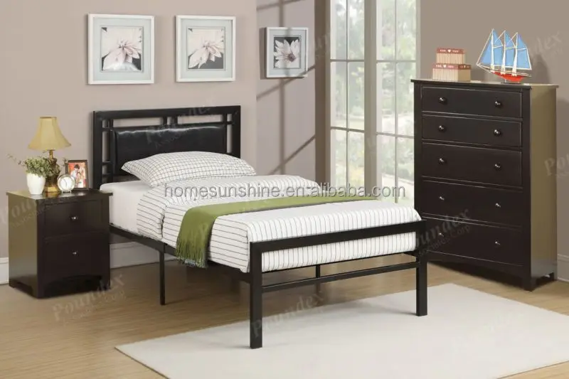Black Twin Size Metal Bed Faux Leather Upholstered Platform Headboard Footboard King And New Design Double Black Twin Size Metal Bed Faux Leather Upholstered Platform Headboard Footboard King And New Design Double