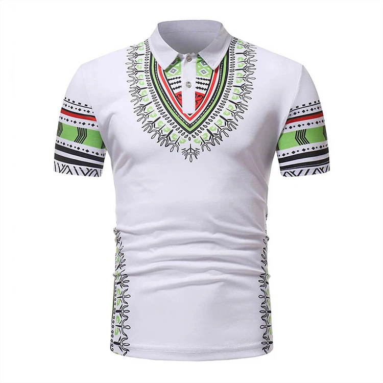 Vivifying White Polo Neck African Print African Men Shirts Clothing ...
