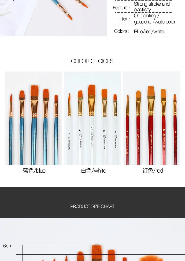 12 Pieces Multishapes Nylon Hair Aluminum Ferrule Wooden Handle