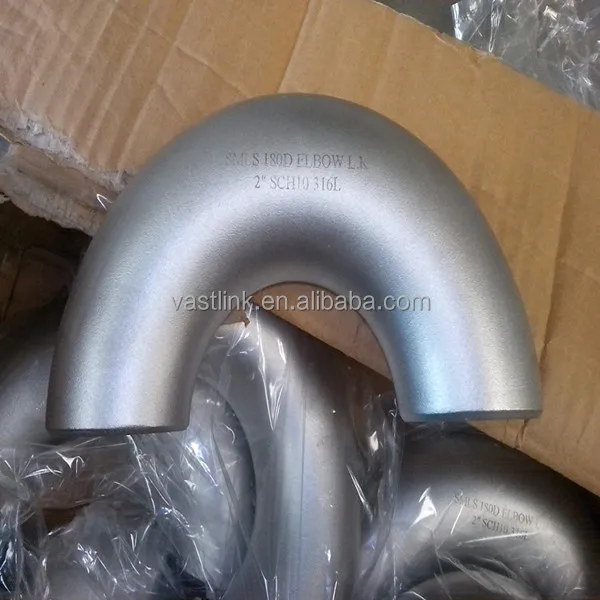 304 316 Stainless Steel Pipe Fitting Butt Welding 180 Degree Elbow