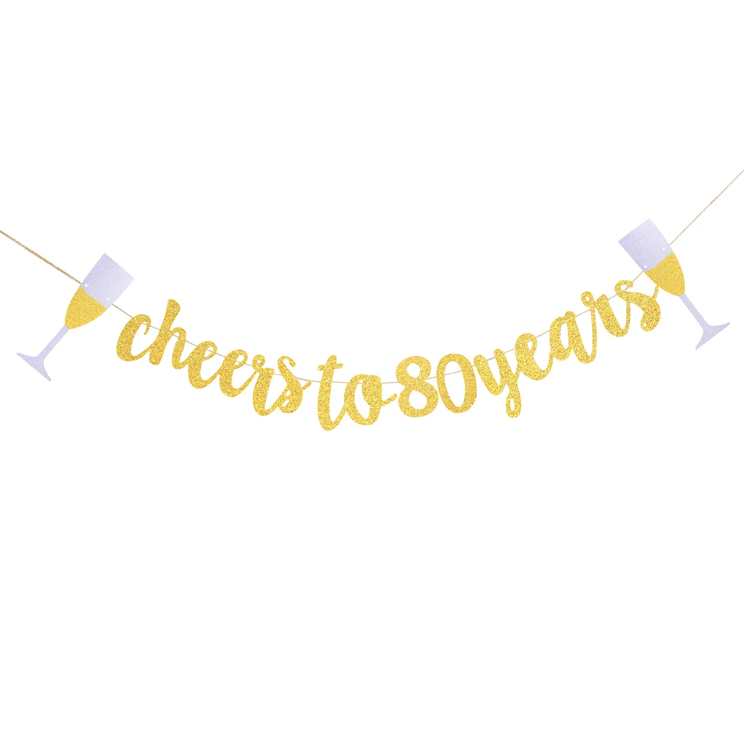 Cheers To Birthday Party Year Gold Glitter Banner Handmade Paper