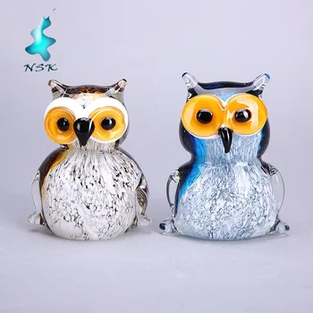 blown glass owl figurines