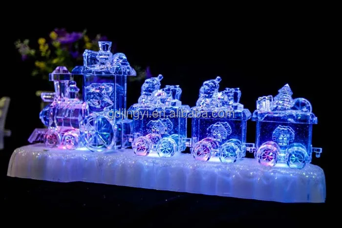 Acrylic Led Lighted Train Christmas Color Changing Train Decoration
