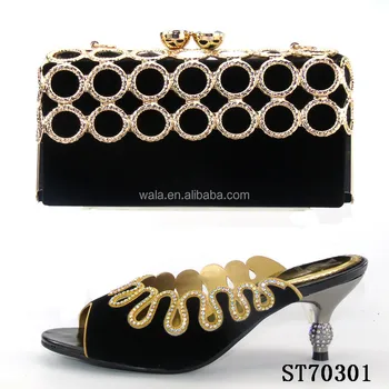 St70301 High Quality Square Heel  Shoes  Match Bag For Lady 