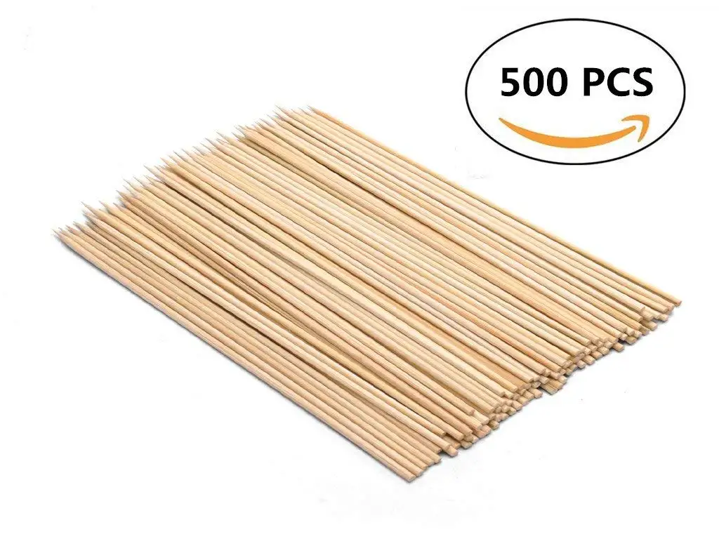 Aneco 500 Pieces Bamboo Skewers Sticks Wooden Skewers Sticks for Barbecue Skewers 10 Inches// 25 cm Cocktail Picks or Party Essentials