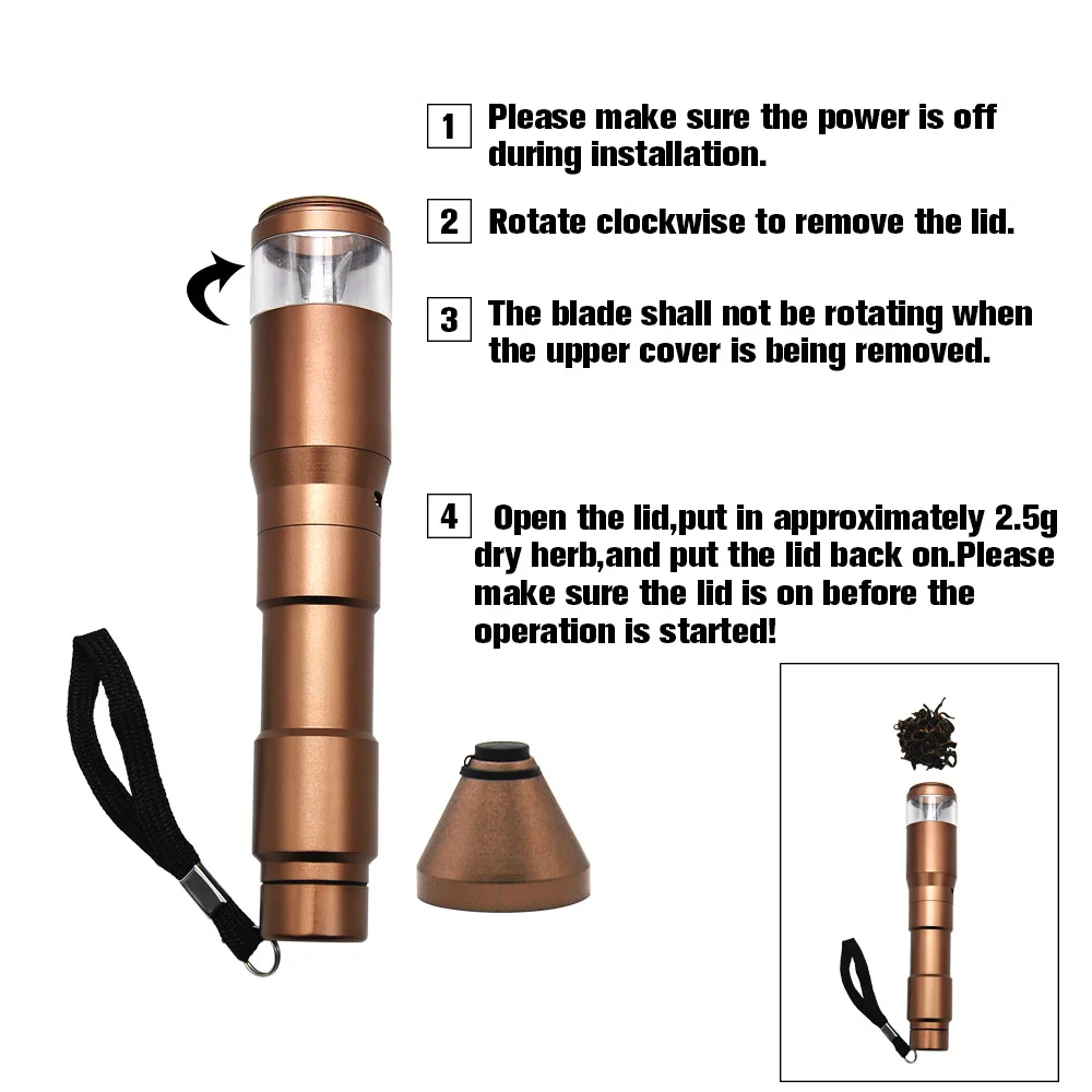 2018 New Pen Style Weed Grinder Electric Tobacco Grinder Herb Smoking