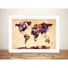 Large 1 Panel World Map Watercolor Framed Wall Art for Study