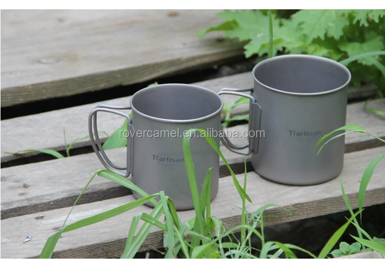 Camping Mug Folding Handle 300ml 400ml Titanium Mug Ultralight Outdoor