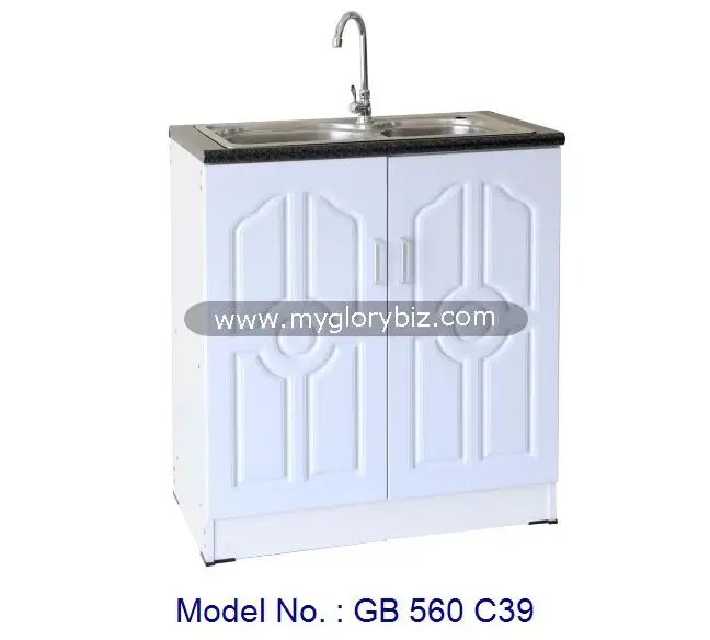 Elegant Design Stainless Steel Sink Kitchen Base Cabinet In White