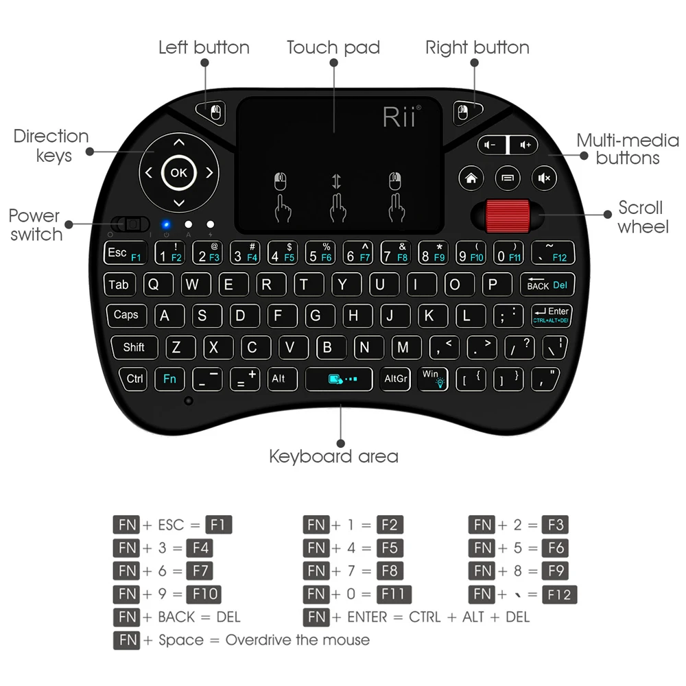 Touchpad Mouse Combo With Scroll Wheel Wireless Keyboard Rii X8 Buy