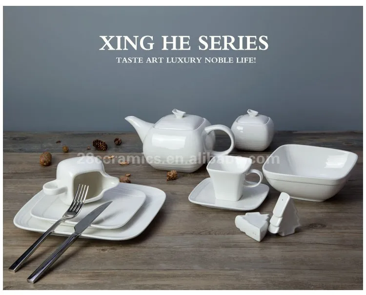 High Class Square Plates Dishes Set Dinnerware For Star Hotel And Restaurant Use<