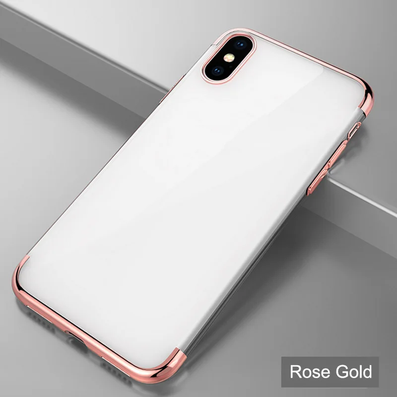 Plating tpu Transparent phone Case for iPhone For Huawei For Samsung for Xiaomi For Vivo for Opp0 protective Cover