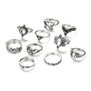 new designs ancient silver 10 pcs ring sets for punk women wholesale G80680