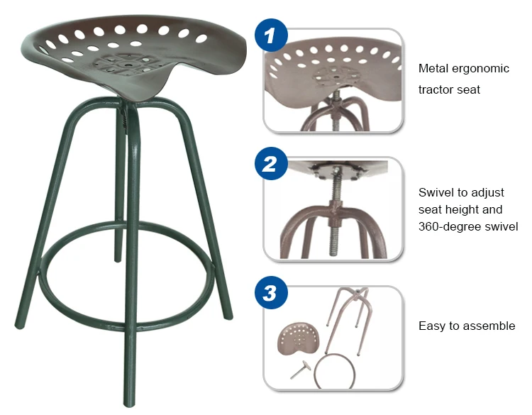 Easy To Assemble Casino Bar Stool With Metal Ergonomic Tractor Seat