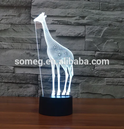 Wholesale manufacturers giraffe 2 colorful 3D lamp night light visual atmosphere