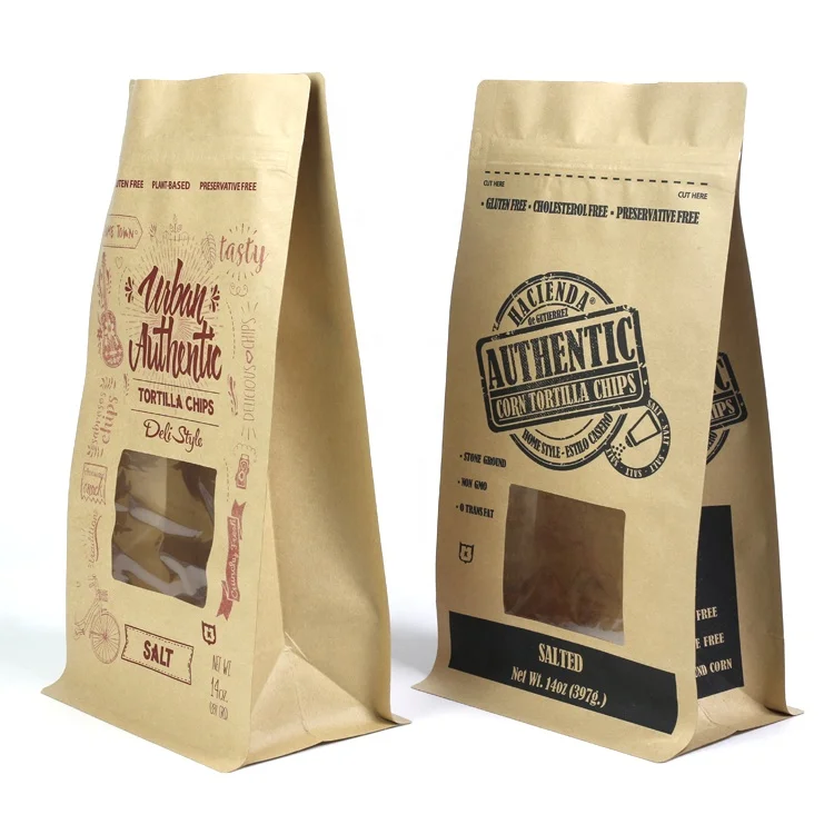 Factory Price Kraft Paper Potato Chips Packaging Box Pouch Tortilla