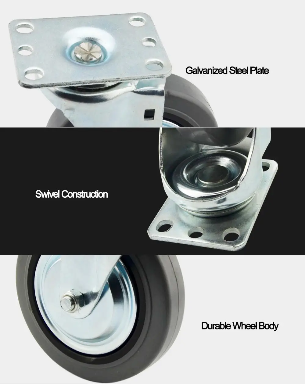 Industrial Heavy Duty M8 M12 Threaded Stem Silent Tpr Medical Caster