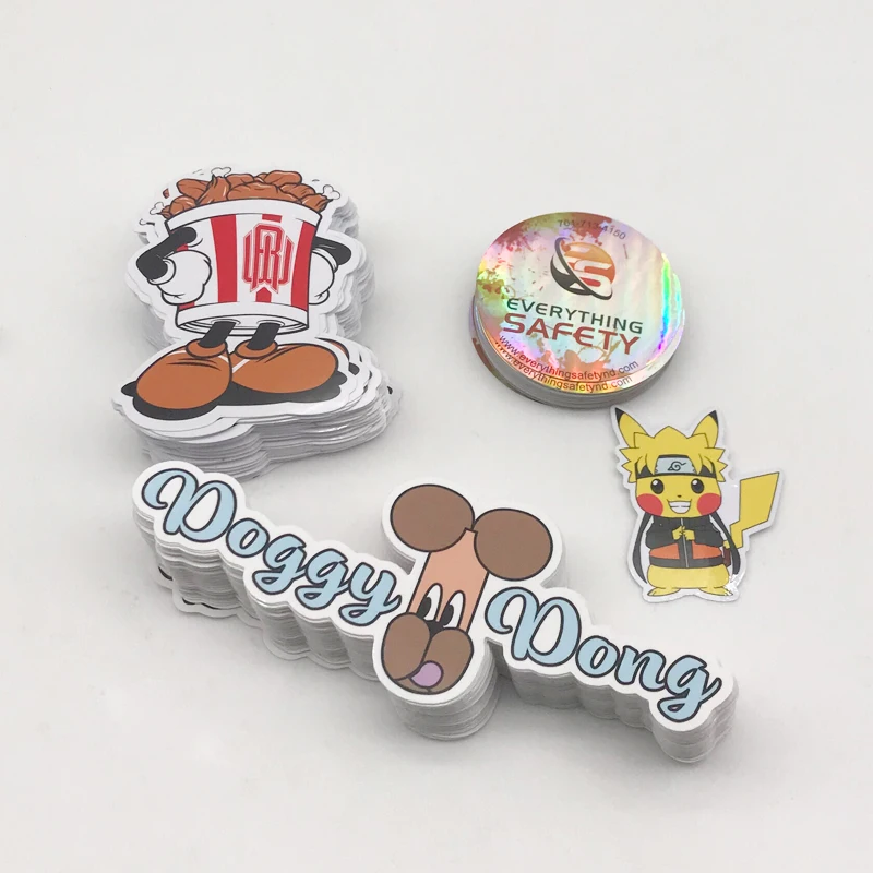 
Custom Die Cut Vinyl Stickers Printing, Adhesive Waterproof PVC Label Company Logo Design Cartoon Stickers 