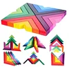 Building Blocks Creative Nesting Educational Toys Kids Toddlers wooden rainbow triangle building blocks