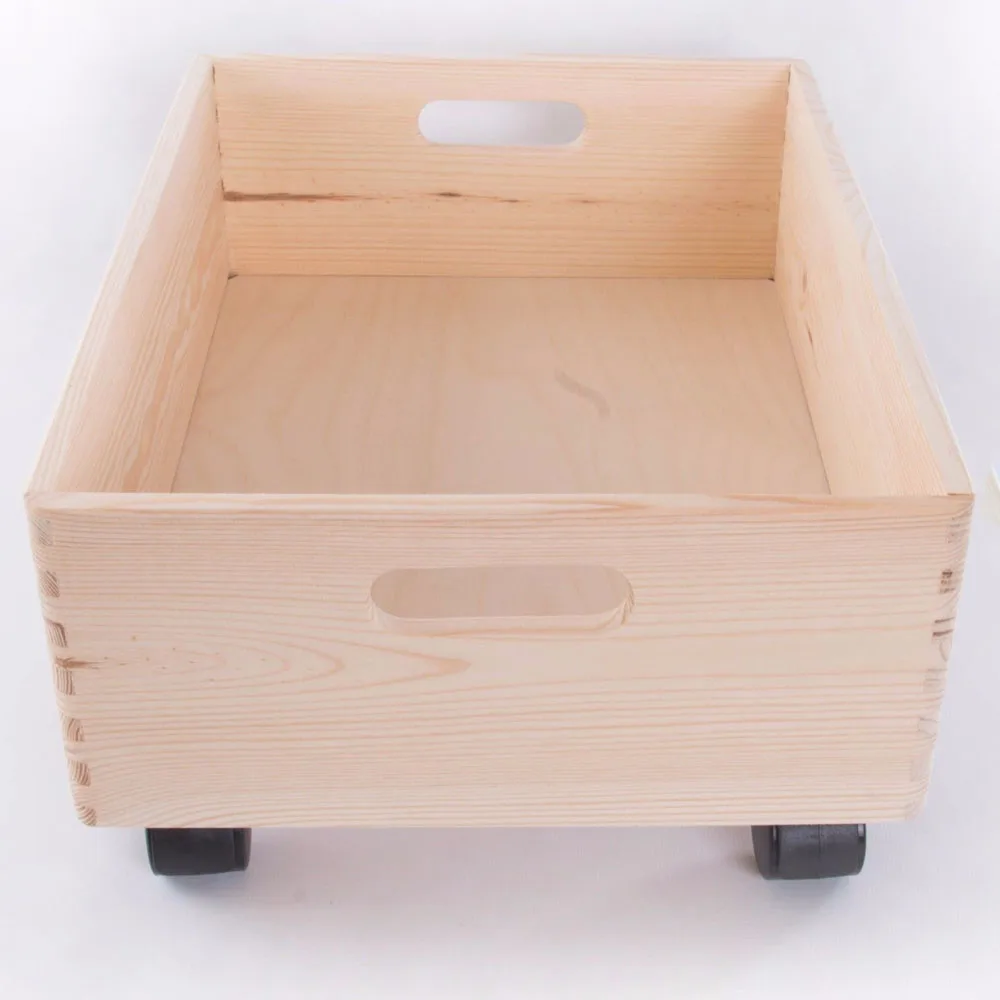 Jaula de almacenamiento apilable de madera grande con asas y ruedas/Toy Box Recuerdo 