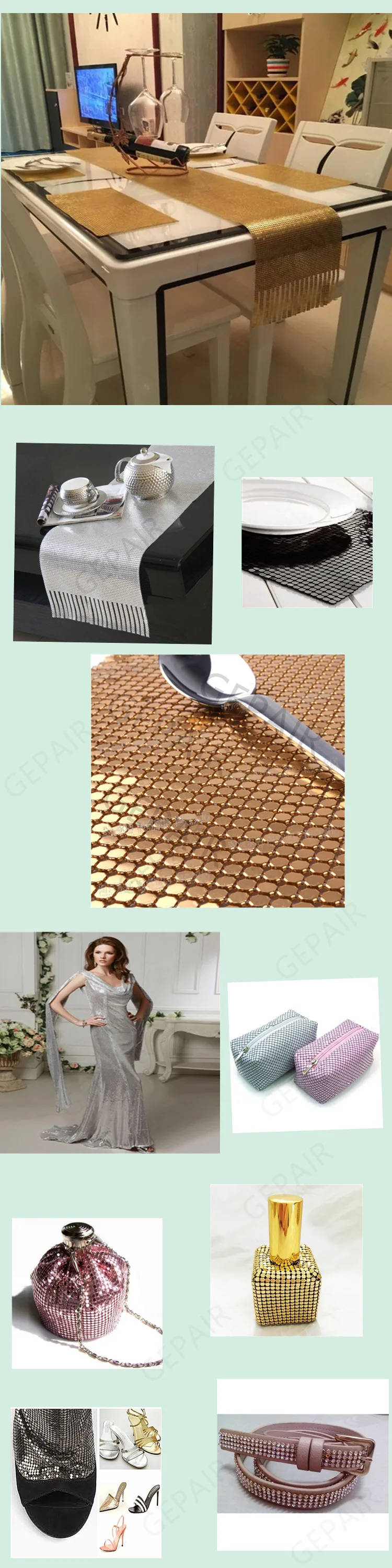 Soft Multi Color Metallic Sequin Fabric Metal Mesh Aluminum Chainmail Fabric For Garment Party Decoration
