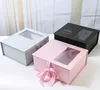 Beauty personal care mink eyelash paper ribbon package box with clear pvc window