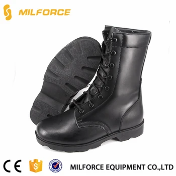 black combat boots with direct molded 